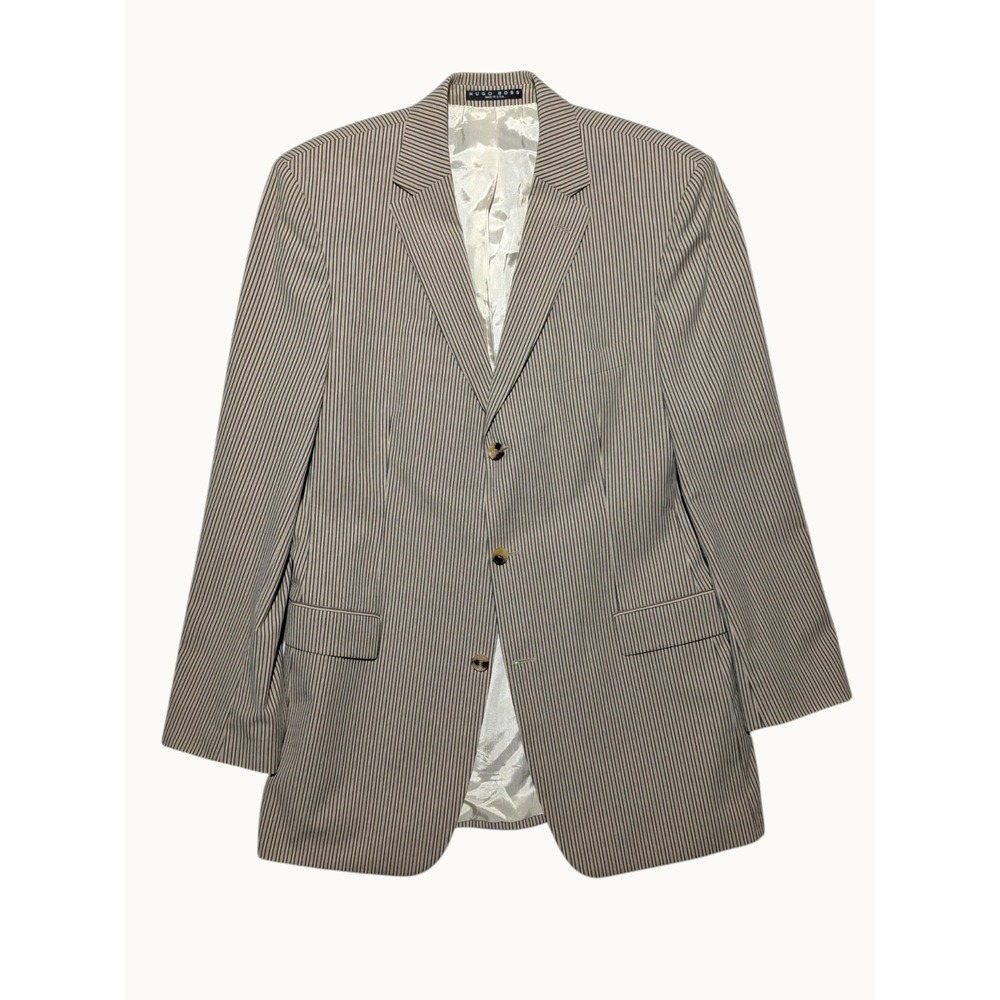 Hugo Boss Rossellini USA Tan Stripe Blazer Sport Coat Jacket 44L VTG